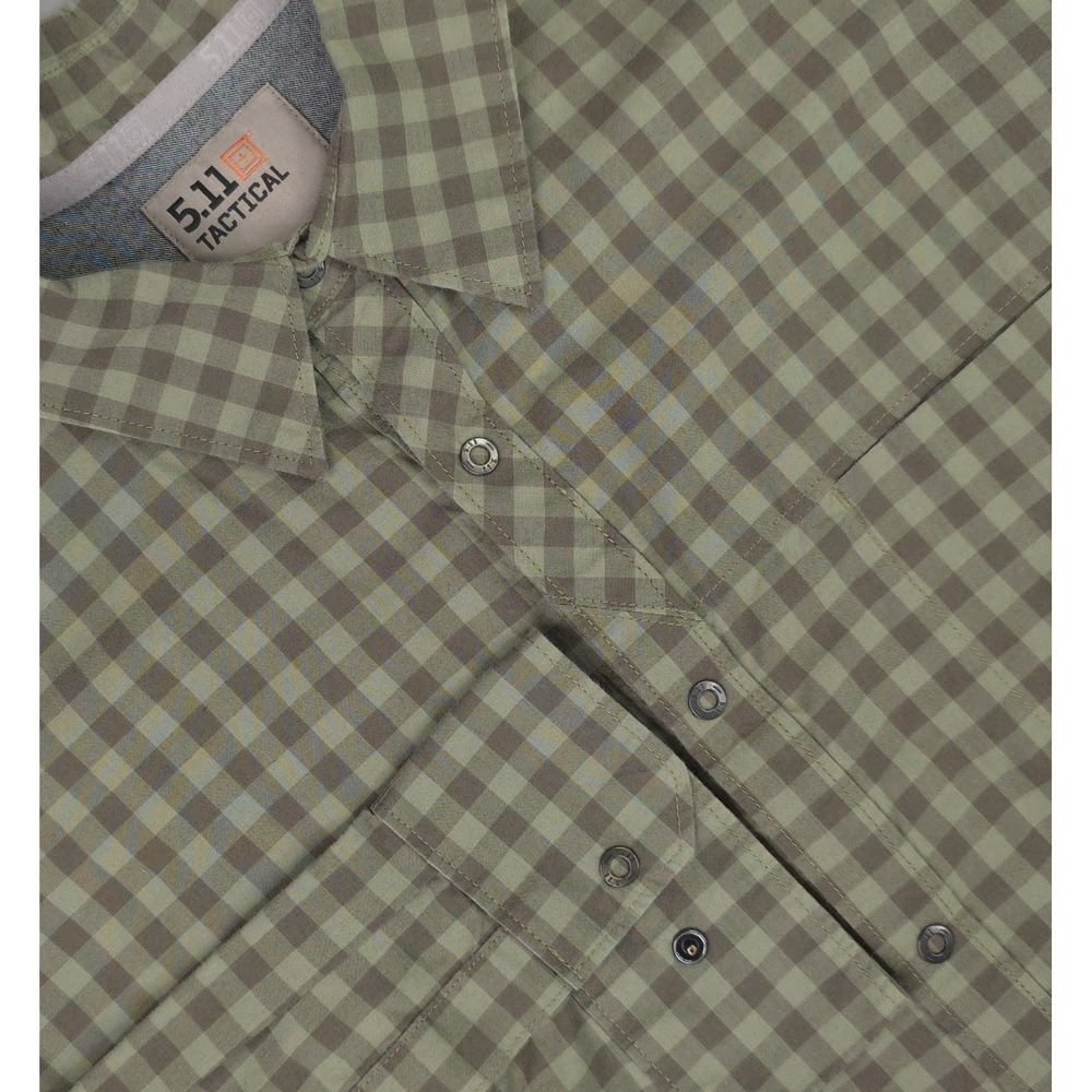 5.11 Tactical Shirt Mens 2XL Green Check Echo Long Sleeve Snap Front Rapid Draw